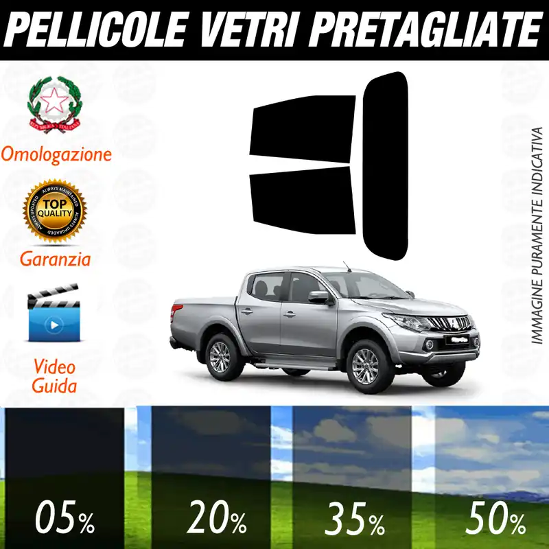 Offerta Limitata Mitsubishi L200 dal 2018 a Oggi Pellicole Oscuramento Vetri Auto Pre Tagliate a Misura