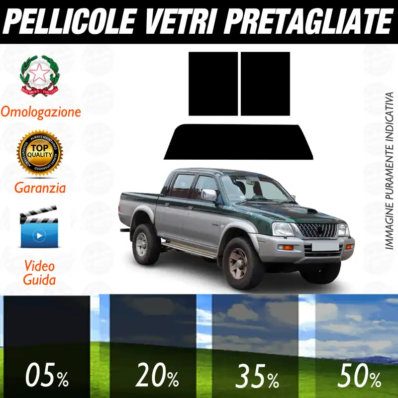 Consegna Rapida Mitsubishi L200 dal 1995 al 2005 Pellicole Oscuramento Vetri Auto Pre Tagliate a Misura