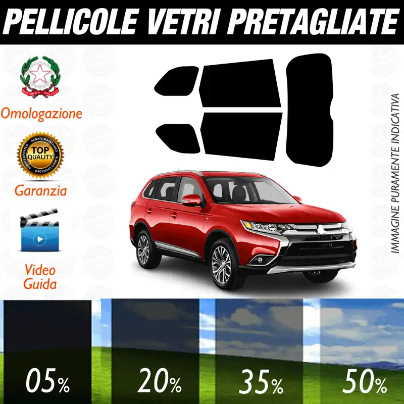 Mitsubishi Outlander dal 2018 a Oggi Pellicole Oscuramento Vetri Auto Pre Tagliate a Misura Vendita Finale