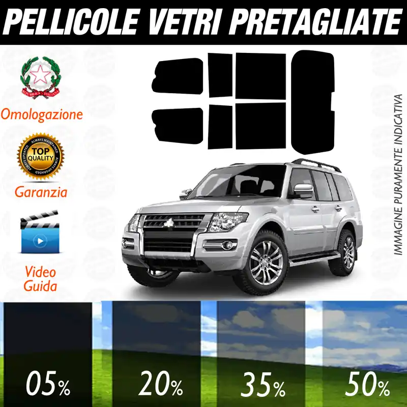 Prezzo Ridotto Mitsubishi Pajero 5P dal 2006 al 2019 Pellicole Oscuramento Vetri Auto Pre Tagliate a Misura