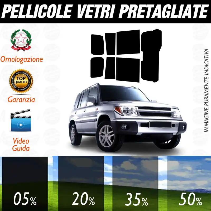 Mitsubishi Pinin Pajero 2001 al 2004 Pellicole Oscuramento Vetri Auto Pre Tagliate a Misura Offerta Lampo