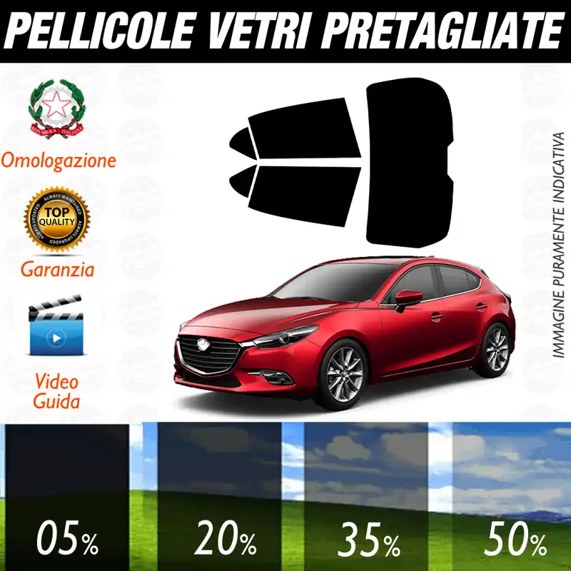 Mazda 3 dal 2019 a Oggi Pellicole Oscuramento Vetri Auto Pre Tagliate a Misura Prezzo Scontato