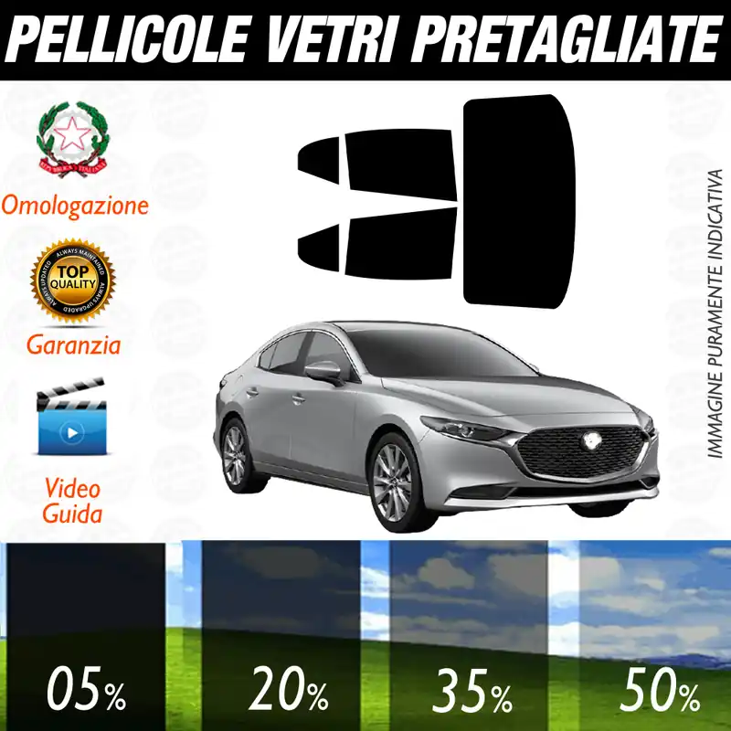 Compra Oggi Stesso Mazda 3 Berlina dal 2019 a Oggi Pellicole Oscuramento Vetri Auto Pre Tagliate a Misura