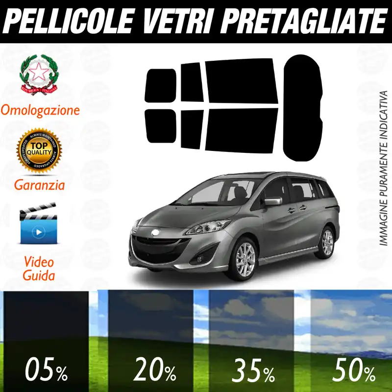 Mazda Premacy dal 2011 al 2016 Pellicole Oscuramento Vetri Auto Pre Tagliate a Misura Più Venduto