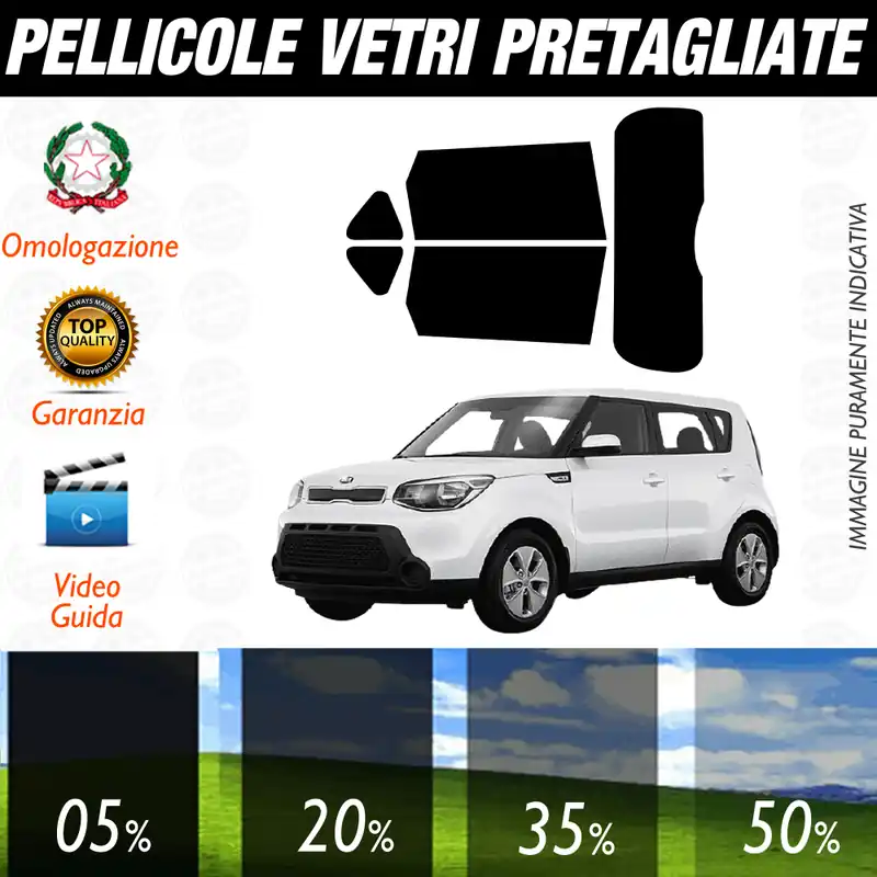 Kia Soul dal 2014 al 2019 Pellicole Oscuramento Vetri Auto Pre Tagliate a Misura Prezzo Ridotto
