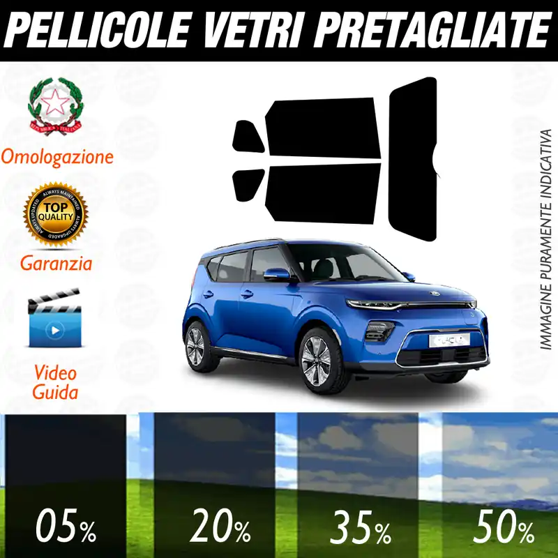 Soddisfatti O Rimborsati Kia Soul dal 2020 a Oggi Pellicole Oscuramento Vetri Auto Pre Tagliate a Misura