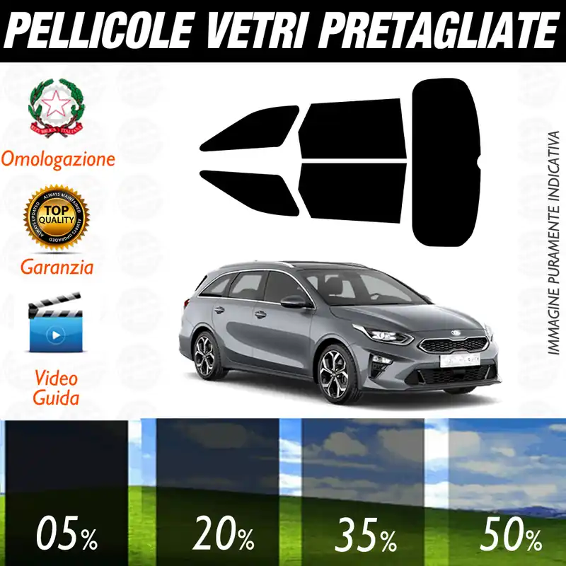 Kia Ceed Sw dal 2019 a Oggi Pellicole Oscuramento Vetri Auto Pre Tagliate a Misura Esclusivo