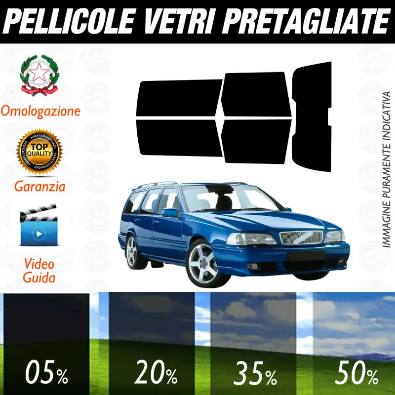 Volvo V70 Sw dal 1998 al 2000 Pellicole Oscuramento Vetri Auto Pre Tagliate a Misura Promozione