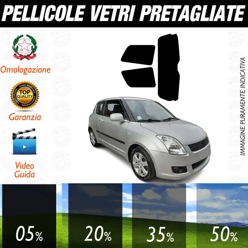 Vendita Finale Suzuki Swift 3P dal 2005 al 2009 Pellicole Oscuramento Vetri Auto Pre Tagliate a Misura