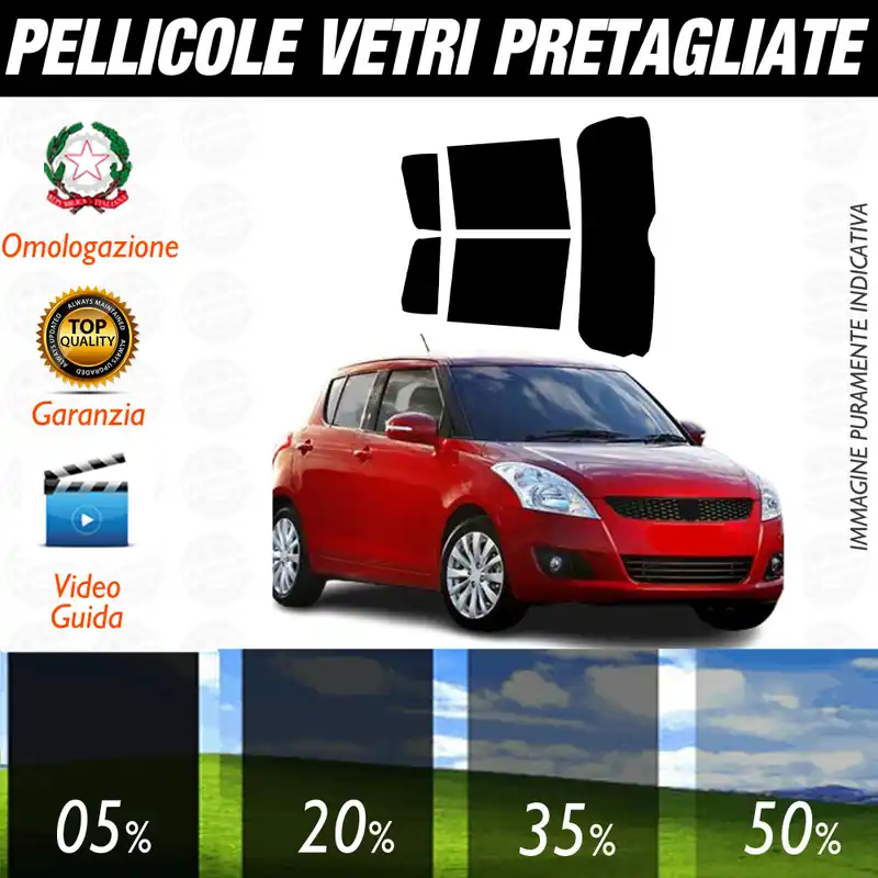 Reso Gratuito Suzuki Swift 5P dal 2005 al 2010 Pellicole Oscuramento Vetri Auto Pre Tagliate a Misura