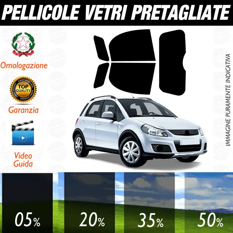 Compra Adesso Suzuki SX4 dal 2006 al 2013 Pellicole Oscuramento Vetri Auto Pre Tagliate a Misura