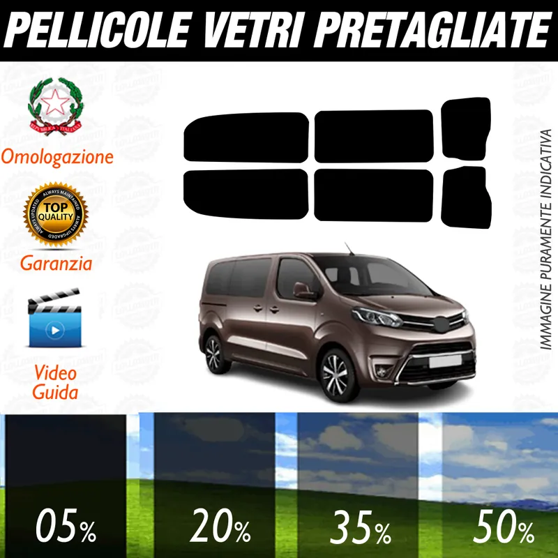 Prezzo Di Fabbrica Toyota Proace dal 2016 a Oggi Pellicole Oscuramento Vetri Auto Pre Tagliate a Misura