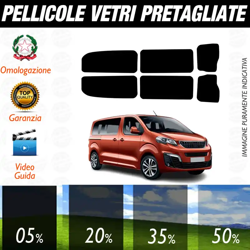 Peugeot Expert dal 2016 a Oggi Pellicole Oscuramento Vetri Auto Pre Tagliate a Misura Ultima Occasione