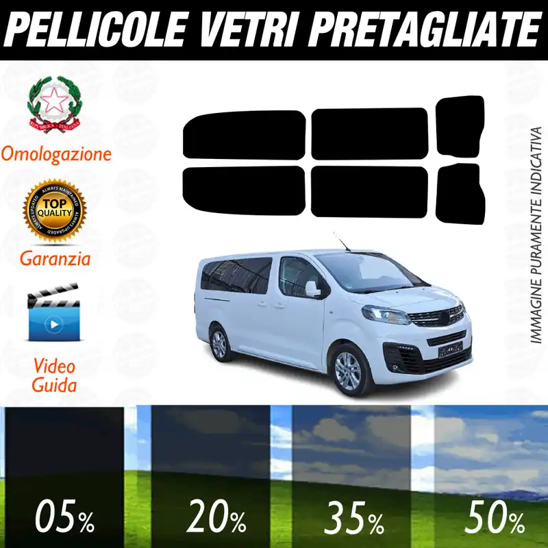 Opel Zafira Life dal 2019 a Oggi Pellicole Oscuramento Vetri Auto Pre Tagliate a Misura Affare