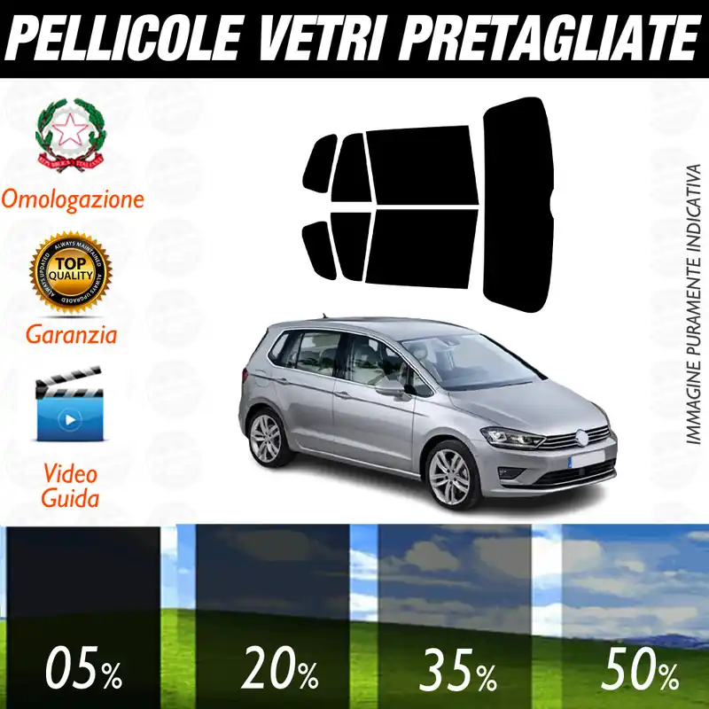 Volkswagen Golf Sportvan dal 2014 al 2016 Pellicole Oscuramento Vetri Auto Pre Tagliate a Misura Sconto