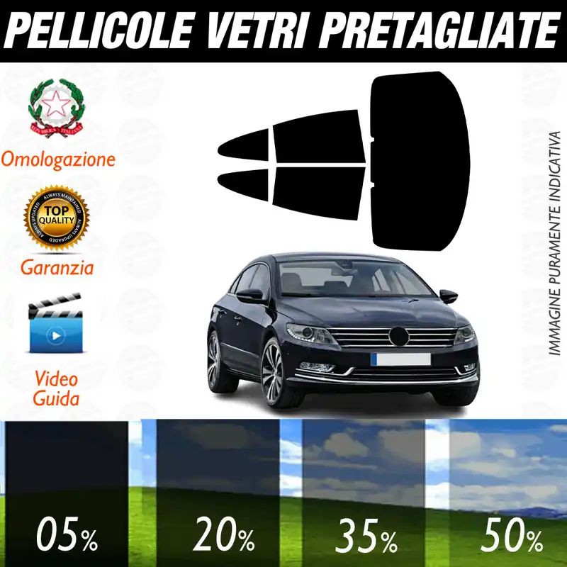 Saldi Volkswagen Passat CC dal 2008 al 2010 Pellicole Oscuramento Vetri Auto Pre Tagliate a Misura
