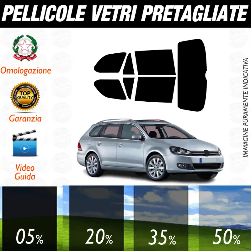 Nuova Collezione Volkswagen Golf 6 Variant dal 2010 al 2013 Pellicole Oscuramento Vetri Auto Pre Tagliate a Misura