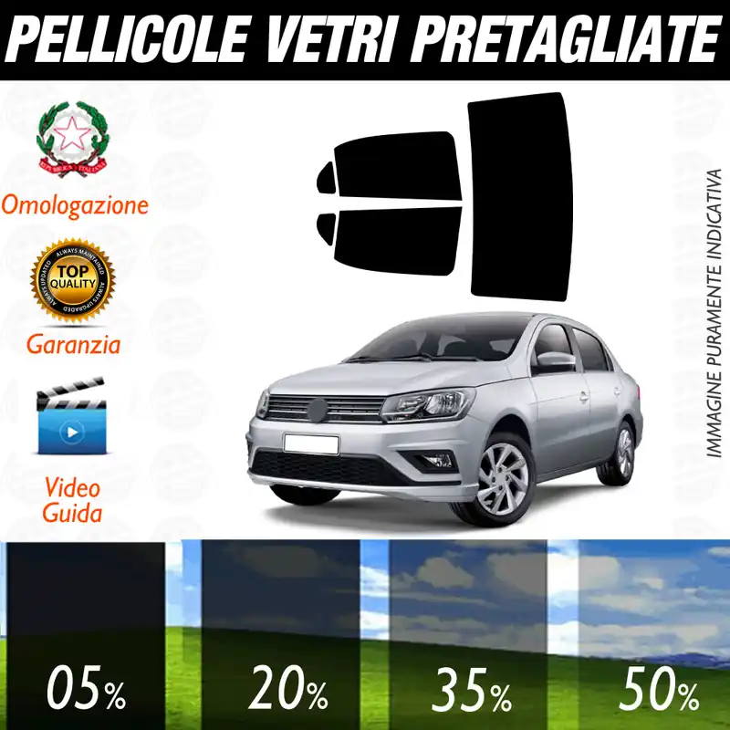 Volkswagen Voyage dal 2009 a Oggi Pellicole Oscuramento Vetri Auto Pre Tagliate a Misura Quantità Limitata