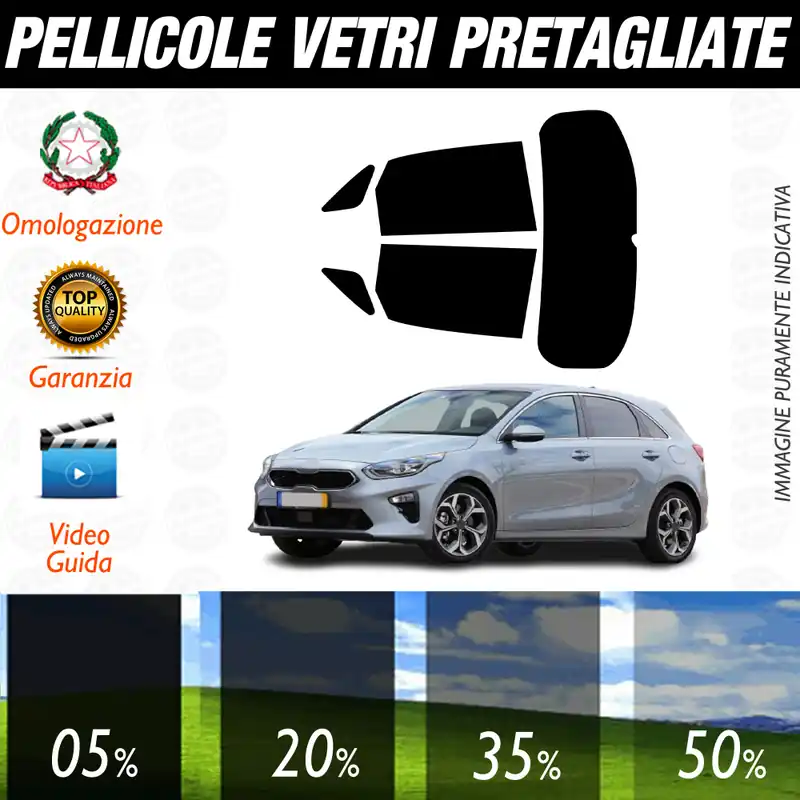 Affare Kia Ceed 5P dal 2018 a Oggi Pellicole Oscuramento Vetri Auto Pre Tagliate a Misura