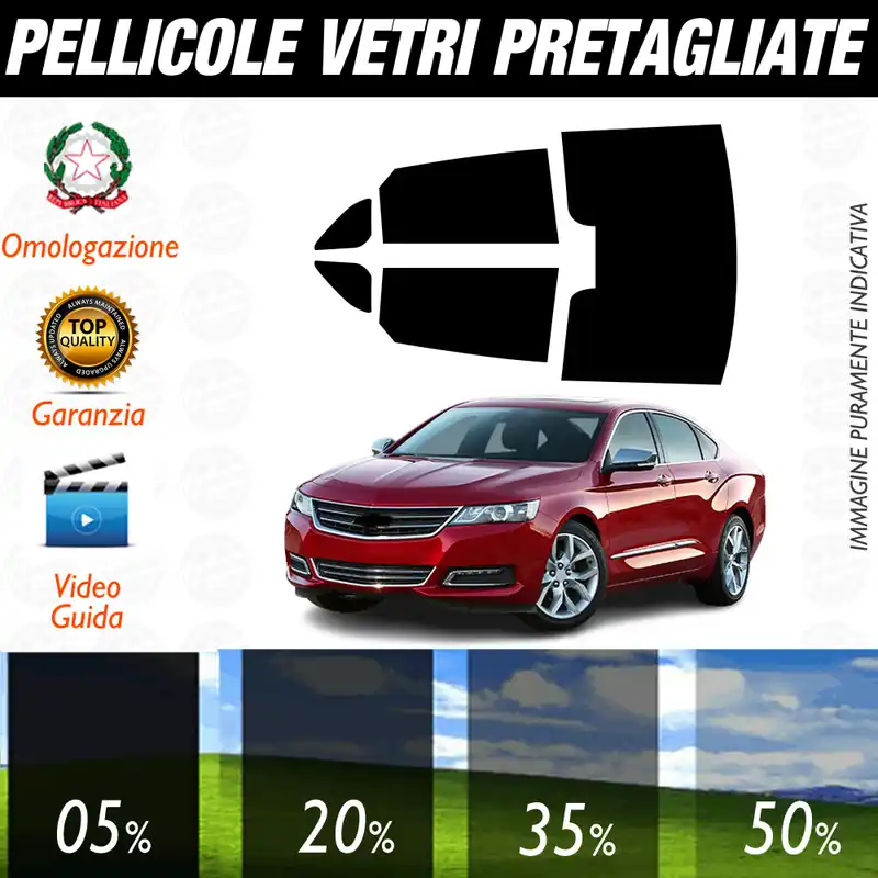 Ordina Subito Chevrolet Impala dal 2014 a Oggi Pellicole Oscuramento Vetri Auto Pre Tagliate a Misura