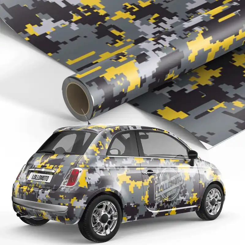 Offerta Lampo Mimetica DIGITAL YELLOW Pellicola Camouflage GIALLA Car Wrapping Adesiva Rivestimento Auto