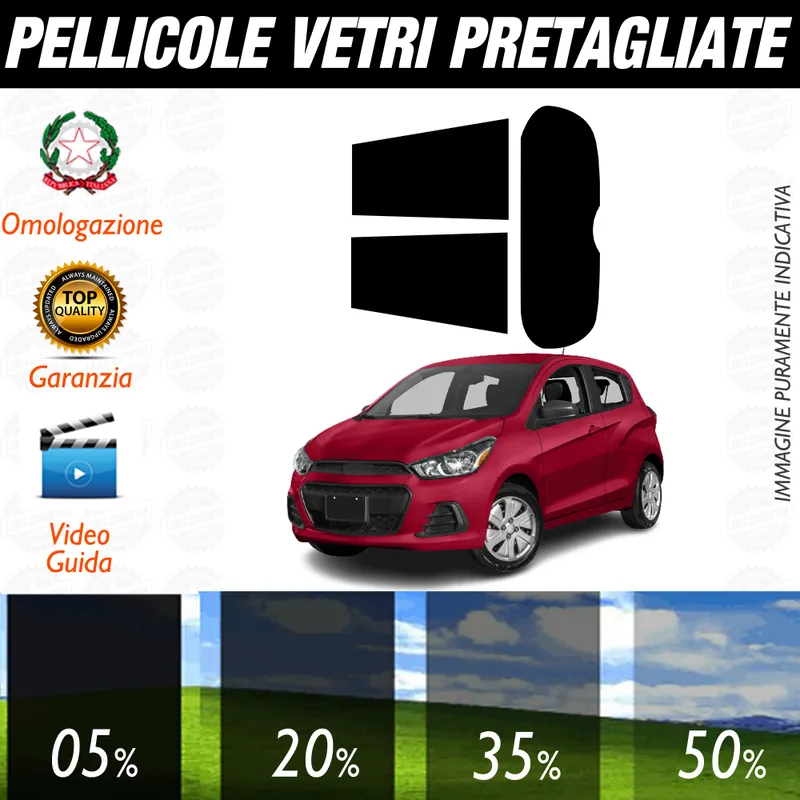 Spedito Oggi Chevrolet Spark dal 2016 a Oggi Pellicole Oscuramento Vetri Auto Pre Tagliate a Misura