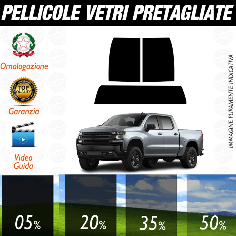 Di Tendenza Chevrolet Silverado dal 2019 a Oggi Pellicole Oscuramento Vetri Auto Pre Tagliate a Misura