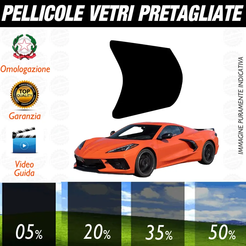 Chevrolet Corvette dal 2020 a Oggi Pellicole Oscuramento Vetri Auto Pre Tagliate a Misura Vendita Finale
