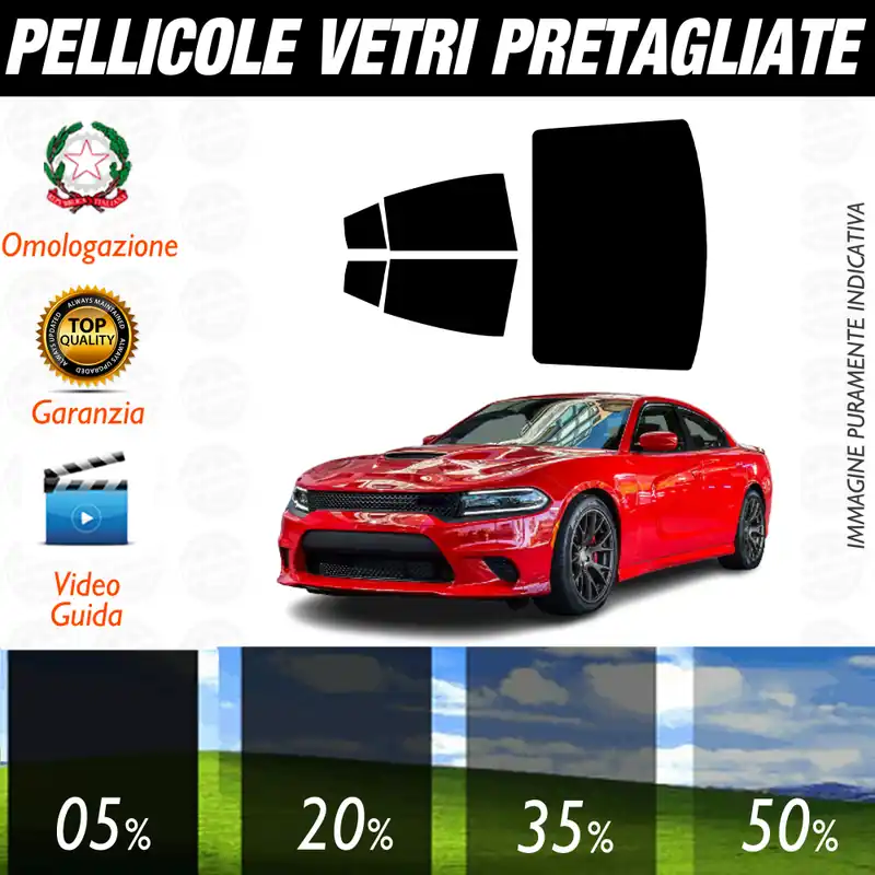 Dodge Charger dal 2015 a Oggi Pellicole Oscuramento Vetri Auto Pre Tagliate a Misura Compra Oggi Stesso