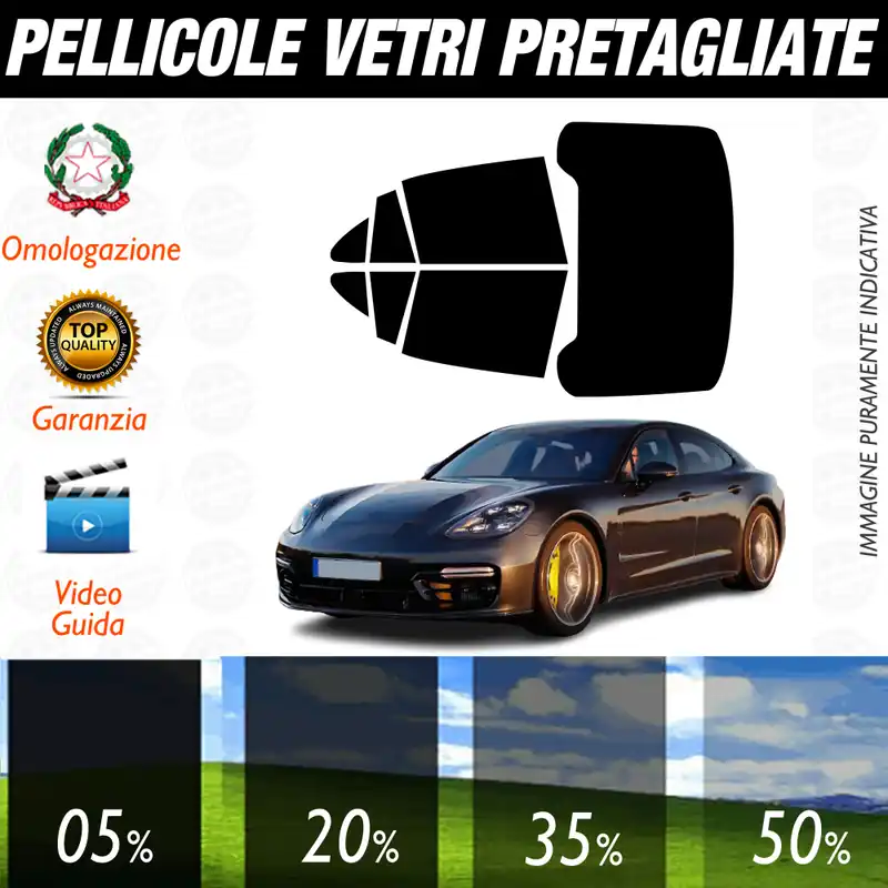 Spedito Oggi Porsche Panamera dal 2017 a Oggi Pellicole Oscuramento Vetri Auto Pre Tagliate a Misura