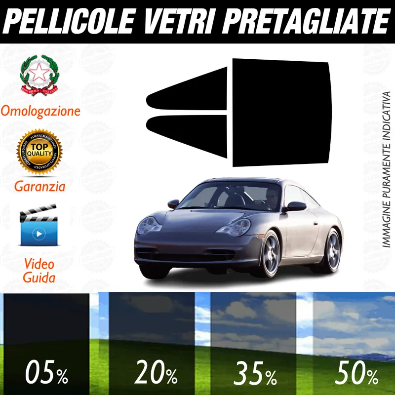 Porsche 911 Targa dal 2001 al 2010 Pellicole Oscuramento Vetri Auto Pre Tagliate a Misura Non Perdere