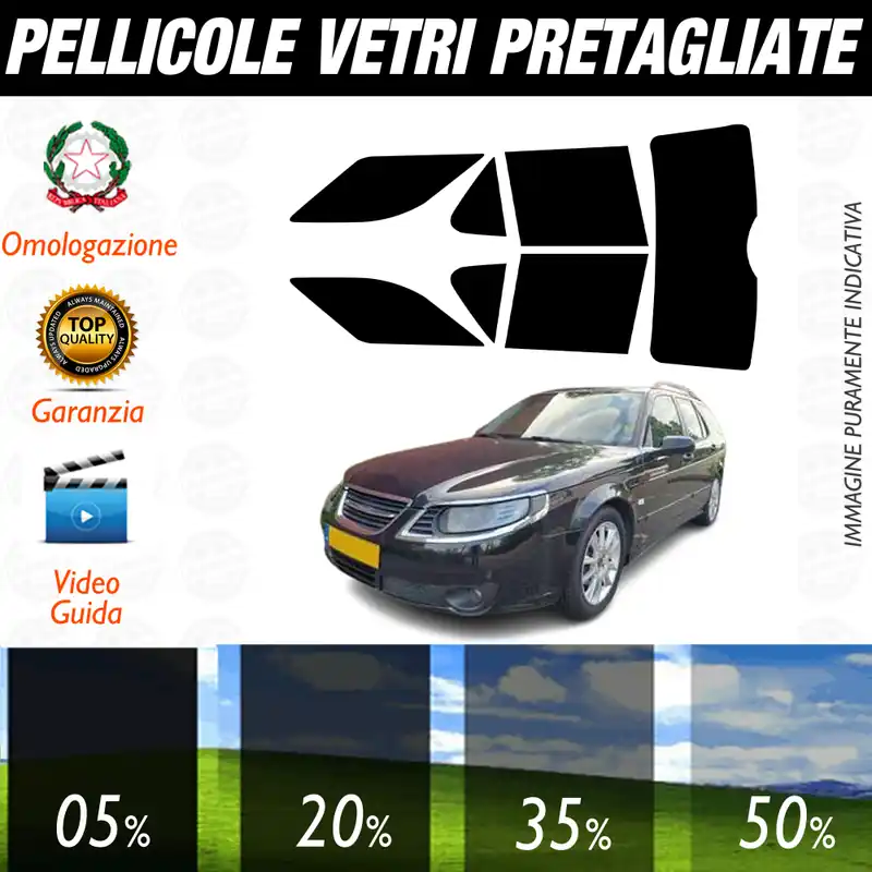 Subito Disponibile Saab 9-5 Sw dal 2007 al 2011 Pellicole Oscuramento Vetri Auto Pre Tagliate a Misura