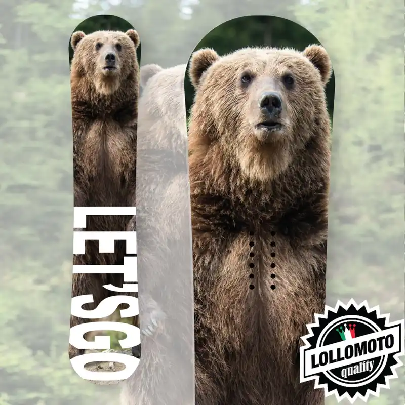 Adesivo Tavola Snowboard ORSO LET‘S GO Personalizzata Wrapping Stickers Decal Rivestimento Snow Promozione Esclusiva