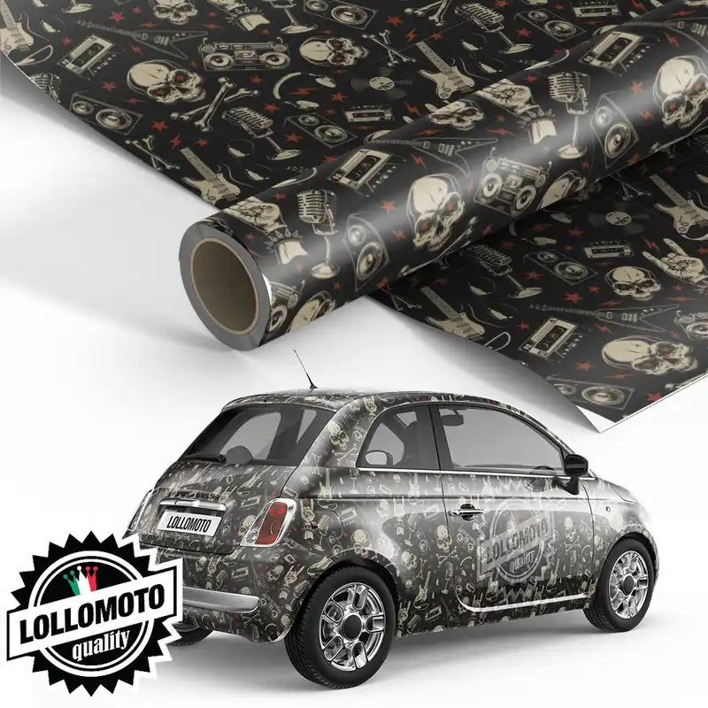 Pellicola Skull Metal Pellicola Car Wrapping Adesiva Rivestimento Auto Di Tendenza