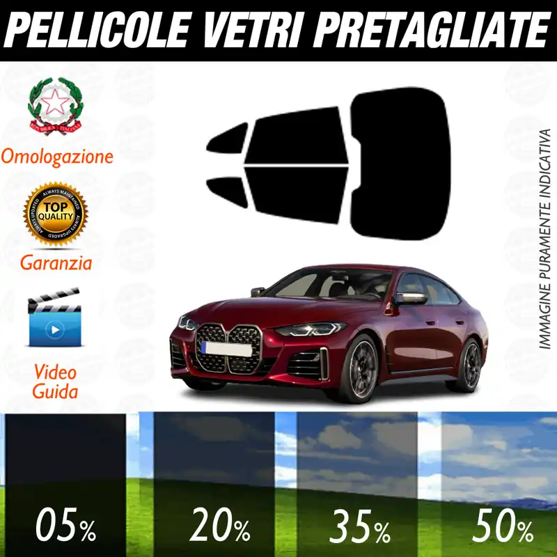 Scelto Dai Clienti Bmw Serie 4 Gran Coupé dal 2021 a Oggi Pellicole Oscuramento Vetri Auto Pre Tagliate a Misura