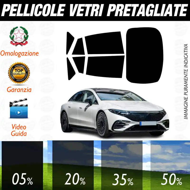 Ultimissimo Modello Mercedes EQS dal 2022 a Oggi Pellicole Oscuramento Vetri Auto Pre Tagliate a Misura