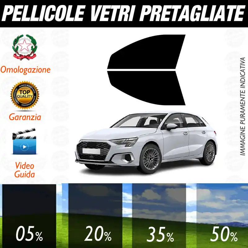 Audi A3 5P Sportback dal 2021 ad OGGI Pellicole Oscuramento Vetri Anteriori Auto Pre Tagliate a Misura Pagamento Sicuro