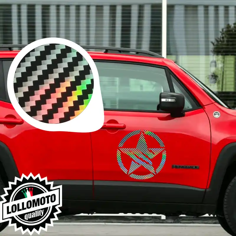 2x Stella Militare Carbonio 2D Oleografico Adesivo Fuoristrada Fiancate Jeep Offroad 4x4 Stickers Auto Decal Prezzo Ridotto