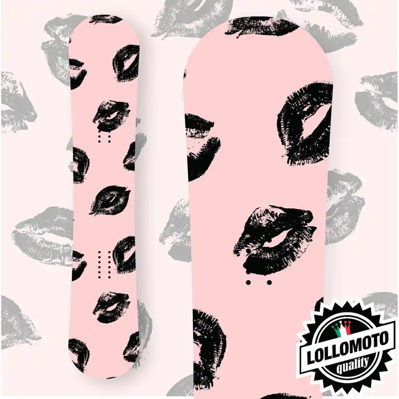 Adesivo Tavola Snowboard Kiss and Pink Personalizzata Wrapping Stickers Decal Rivestimento Snow Super Prezzo