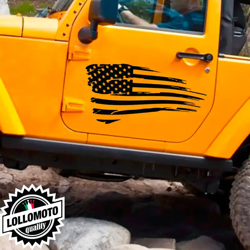 Ultime Pezzi 2pz Adesivi Bandiera Americana Rovinata Jeep Ford Chevy. Adesivi Stickers Fuoristrada Fiancate Offroad 4x4 Stickers Auto Decal