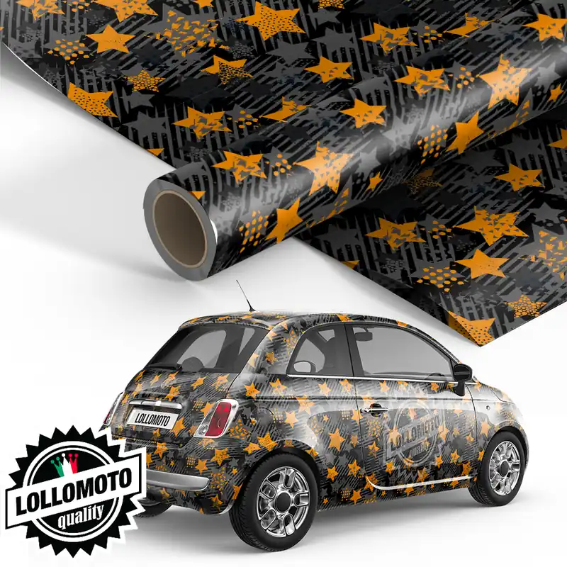 Super Prezzo Pellicola Mimetico Camo Star Arancione Pellicola Car Wrapping Adesiva Rivestimento Auto