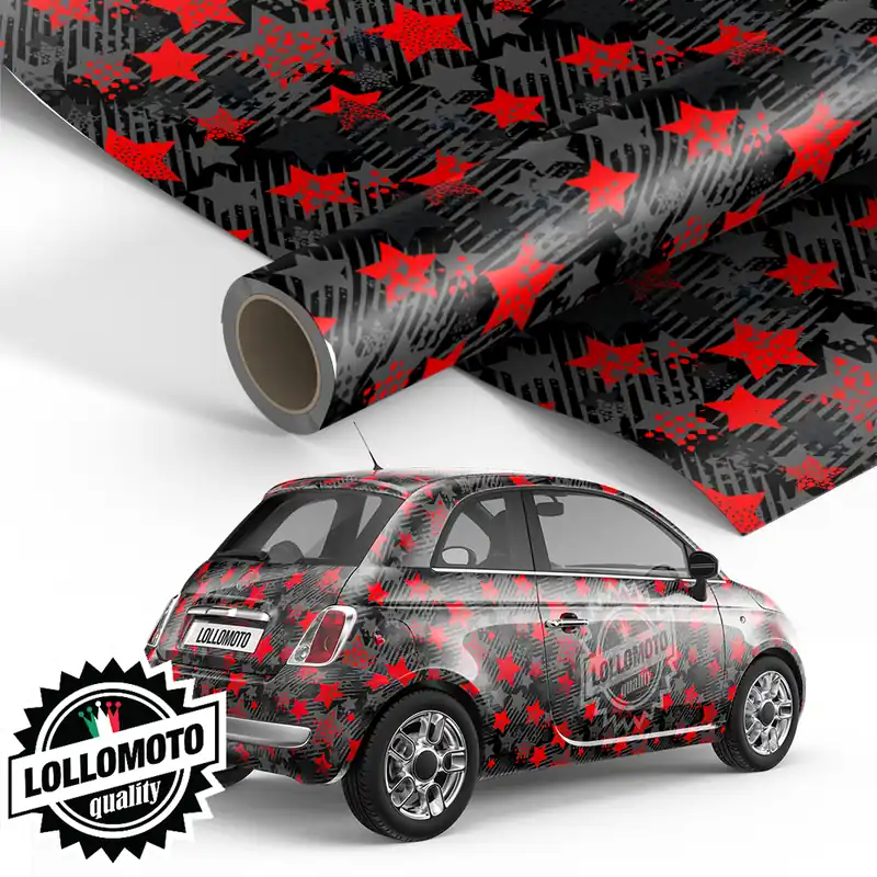 Spedito Oggi Pellicola Mimetico Camo Star Rosso Pellicola Car Wrapping Adesiva Rivestimento Auto