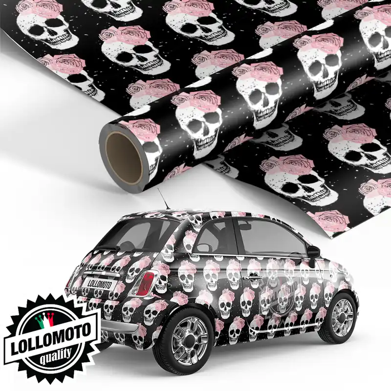 Solo Oggi Pellicola Skulls and Roses Pellicola Car Wrapping Adesiva Rivestimento Auto