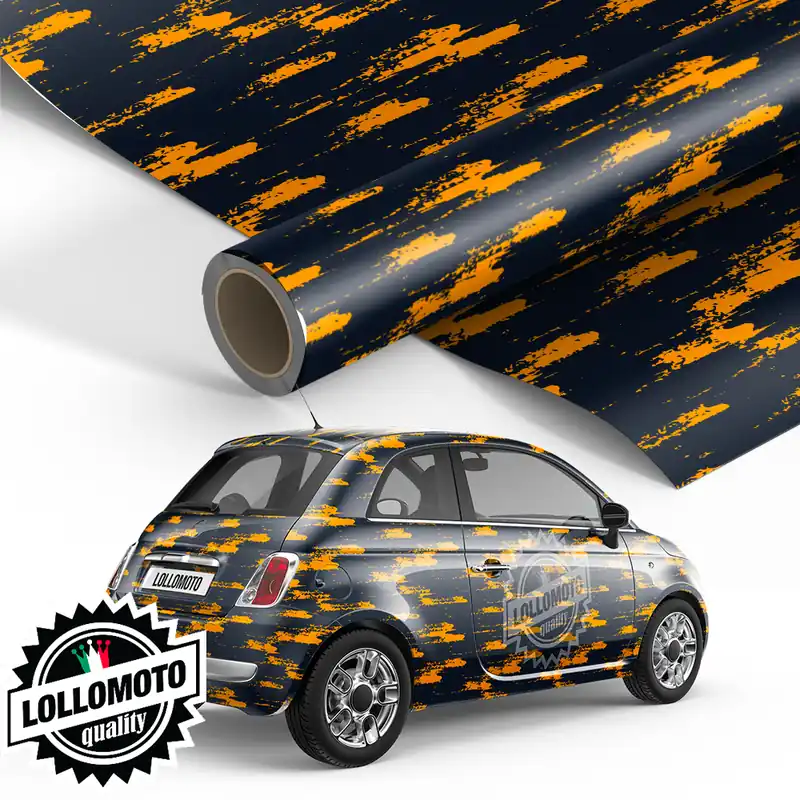 Pellicola Camouflage Paint Smears Orange Pellicola Car Wrapping Adesiva Rivestimento Auto Scelto Dai Clienti