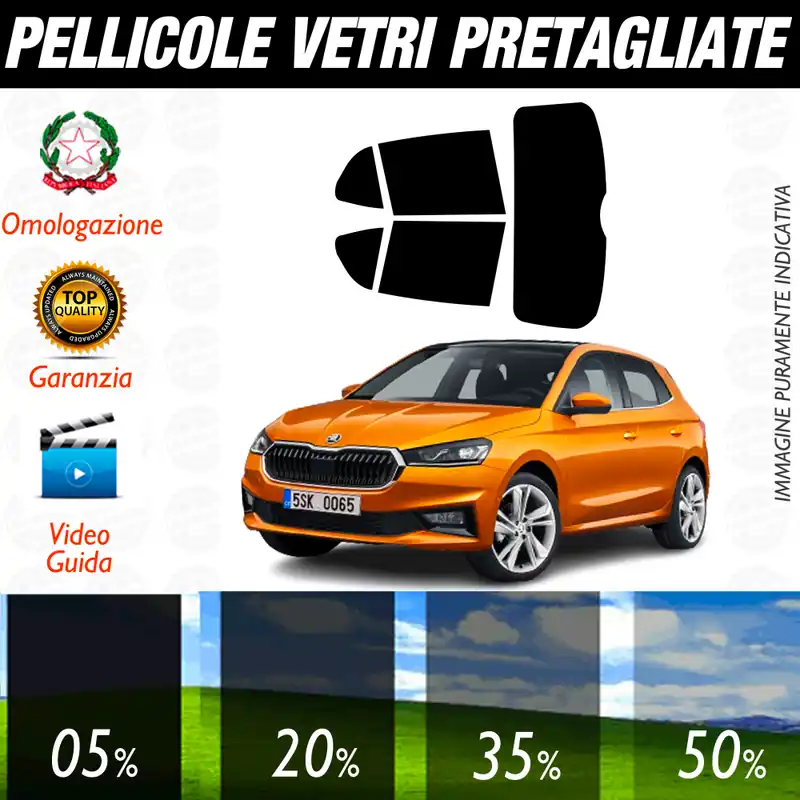 Skoda Fabia 5P dal 2021 a Oggi Pellicole Oscuramento Vetri Auto Pre Tagliate a Misura Posteriore Non Perdere