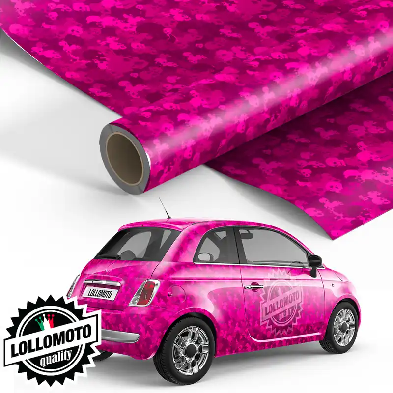 Subito Disponibile Pellicola Texture Pink Skull Pellicola Car Wrapping Adesiva Rivestimento Auto