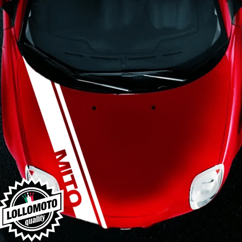 Nuova Collezione Adesivi Double Stripe Laterale Cofano Scritta Mito Alfa Romeo Mito dal 2008 al 2018 Stickers Accessori Auto Pellicole