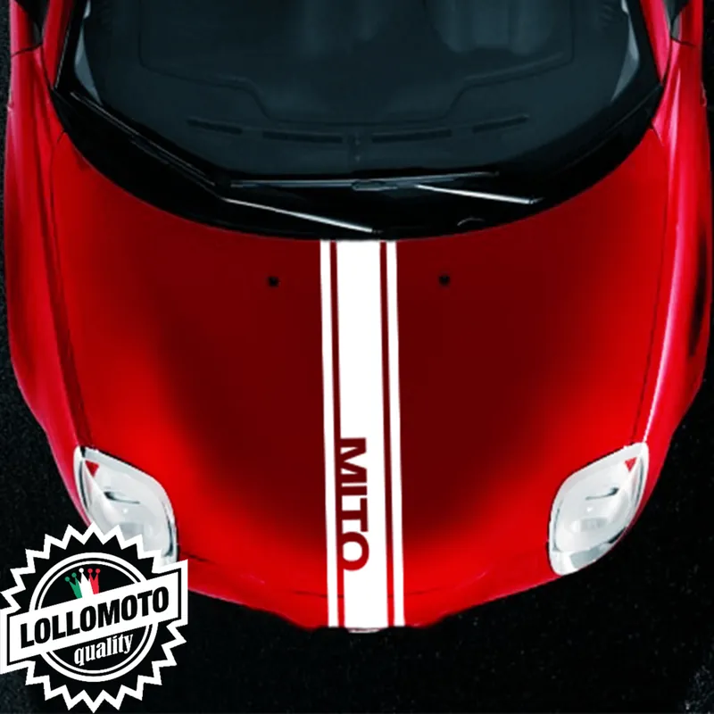 Offerta Adesivi Triple Stripe Cofano Scritta Mito Alfa Romeo Mito dal 2008 al 2018 Stickers Accessori Auto Pellicole