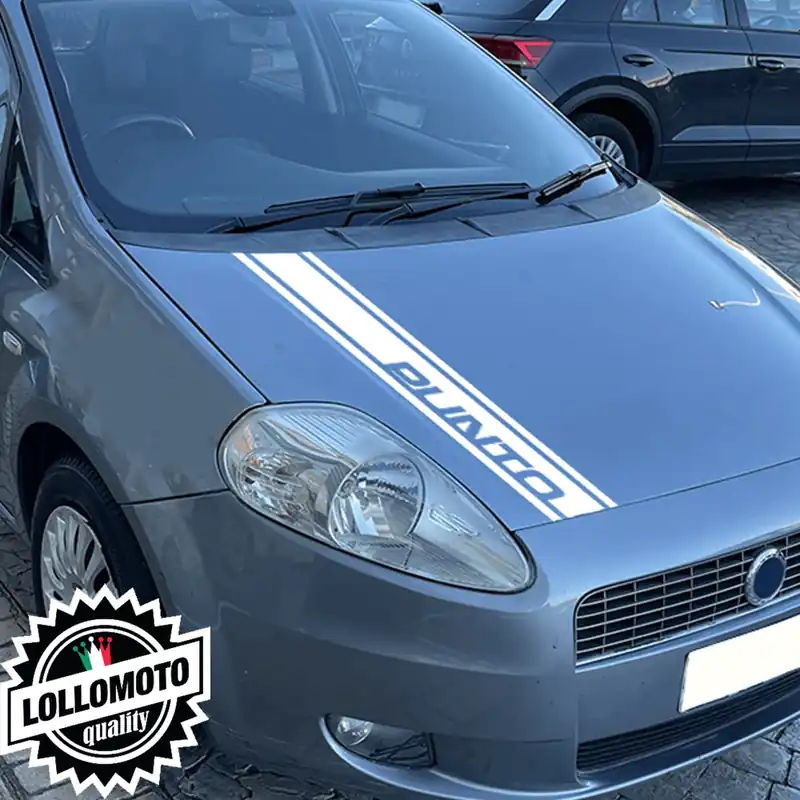 Adesivi Laterali Triple Stripe Cofano Scritta Punto Fiat Grande Punto dal 2006 ad Oggi Accessori Auto Pellicole Occasione Imperdibile