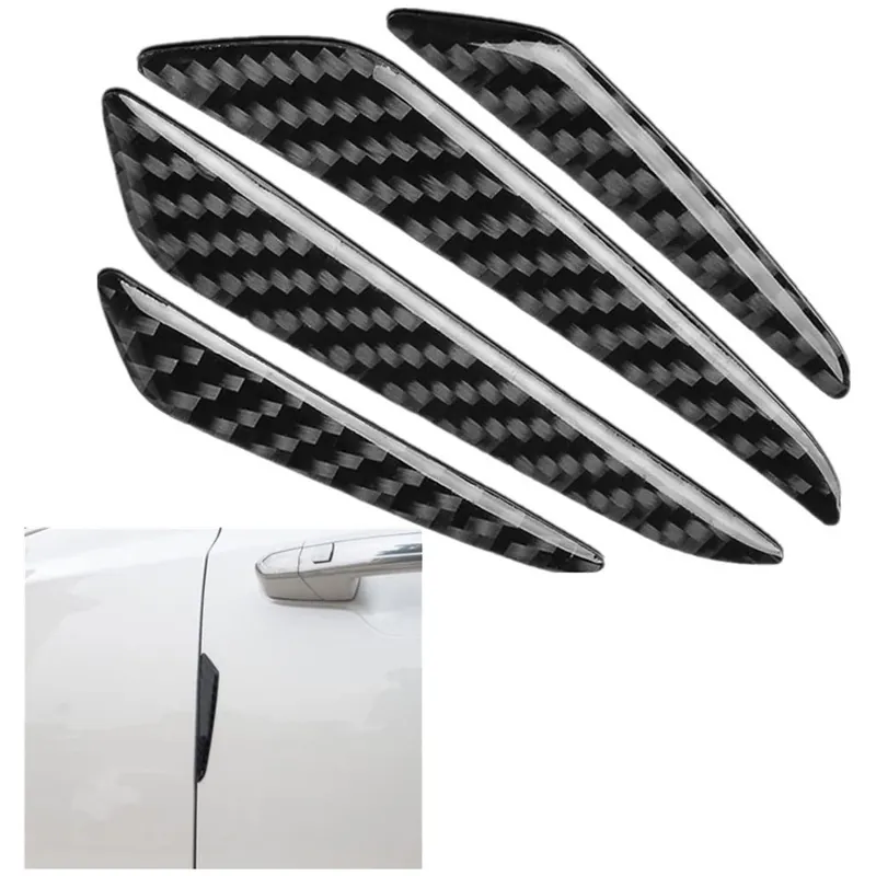 4 Pezzi Nero in Fibra di Carbonio RESINATO Paracolpi Sportellate Auto Car Door Bump Protector Sticker per Auto SUV Pickup Truck Promozione Esclusiva